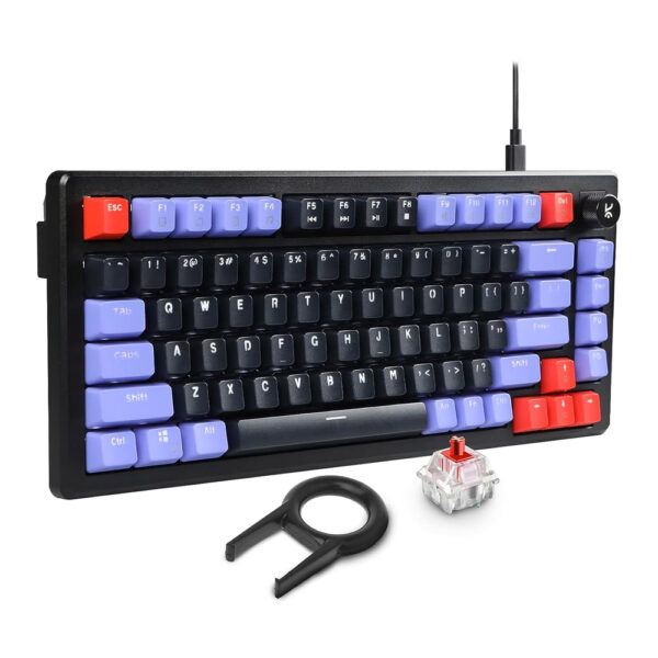 Kreo Hive Anti-ghosting Gaming Keyboard | 75% Tenkeyless Wired Mechanical Keyboard with White LED Backlight Red Switches & 3 Colour Key Caps